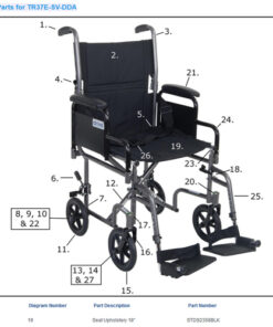Seat Upholstery only for Drive Transport Chair 18 x16  Black