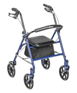 4 Wheel Steel Rollator w/7¬  Casters & Basket- Loop-Blue