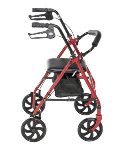 4 Wheel Steel Rollator w/7¬  Casters & Basket-Loop-Red