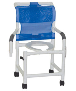 Shower Chair/Commode  PVC 18  w/Double Drop-Arms & Casters