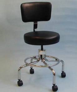 Classic Doctors Stool W/ Back W/ Foot Ring & Casters