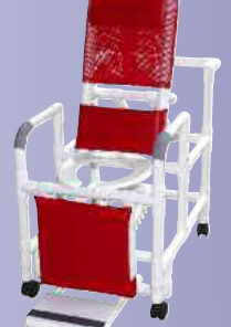 Reclining Shower Chair w/Dlx Elongated Commode Seat PVC