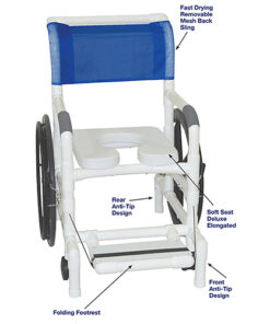 Shower Chair PVC Multi-Purpose w/Wheels & Folding Footrest