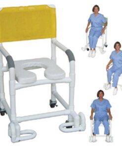 Shower Chair PCV w/Deluxe Elongated Soft Seat & Footrest