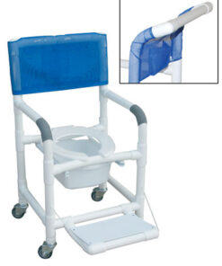 Shower Chair PVC Dlxe Drop Arm w/Folding Footrest & Sq. Pail
