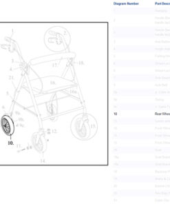 Front/Rear Wheel Assembly for Drive R728 Rollators