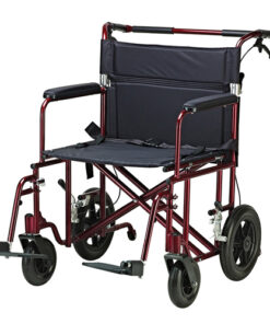 Transport Chair  22  Bariatric Red w/12 Rear Flat Free Wheels