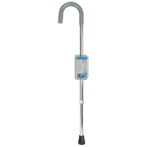 Cane Round Handle Blue Jay Silver with Vinyl Comfort Grip