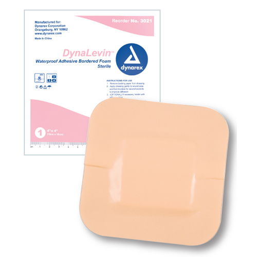 DynaLevin Bordered Foam 4 x4 Waterproof Adh Dressing Bx/10
