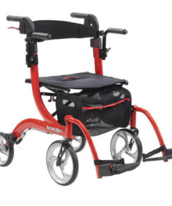 Nitro Duet Rollator  Red Transport Wheelchair  Red