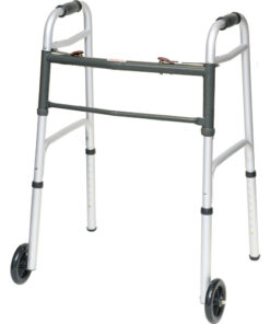 Aluminum Junior Walker Folding 5  Wheels 2 Button Release