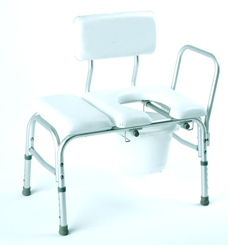 Bathtub Transfer Bench Vinyl Padded w/ Cut-out & Pail