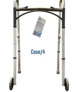 WALK WITH ME Folding Aluminum 2 Button Walker w/5 Wheels Cs4