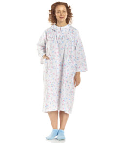 Bata de Paciente de Franela Mujeres Rosa Pequeño-Mediano Floral